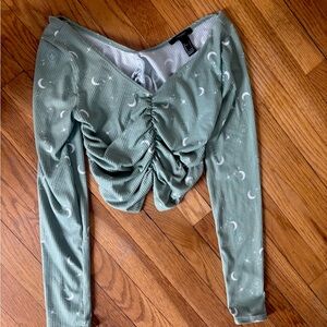 Light green long sleeve crop top